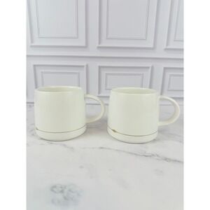 RARE‎ PAIR (2) Amy Hanley for Magenta 24K Gold Ring White Mugs